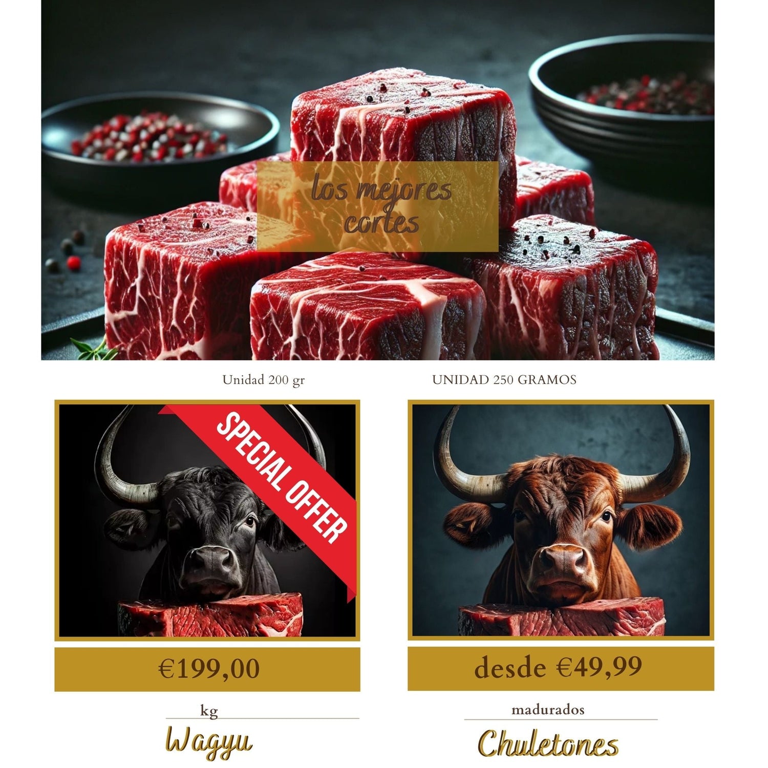 ofertas - Vaca Negra, carne de wagyu, carne madurada